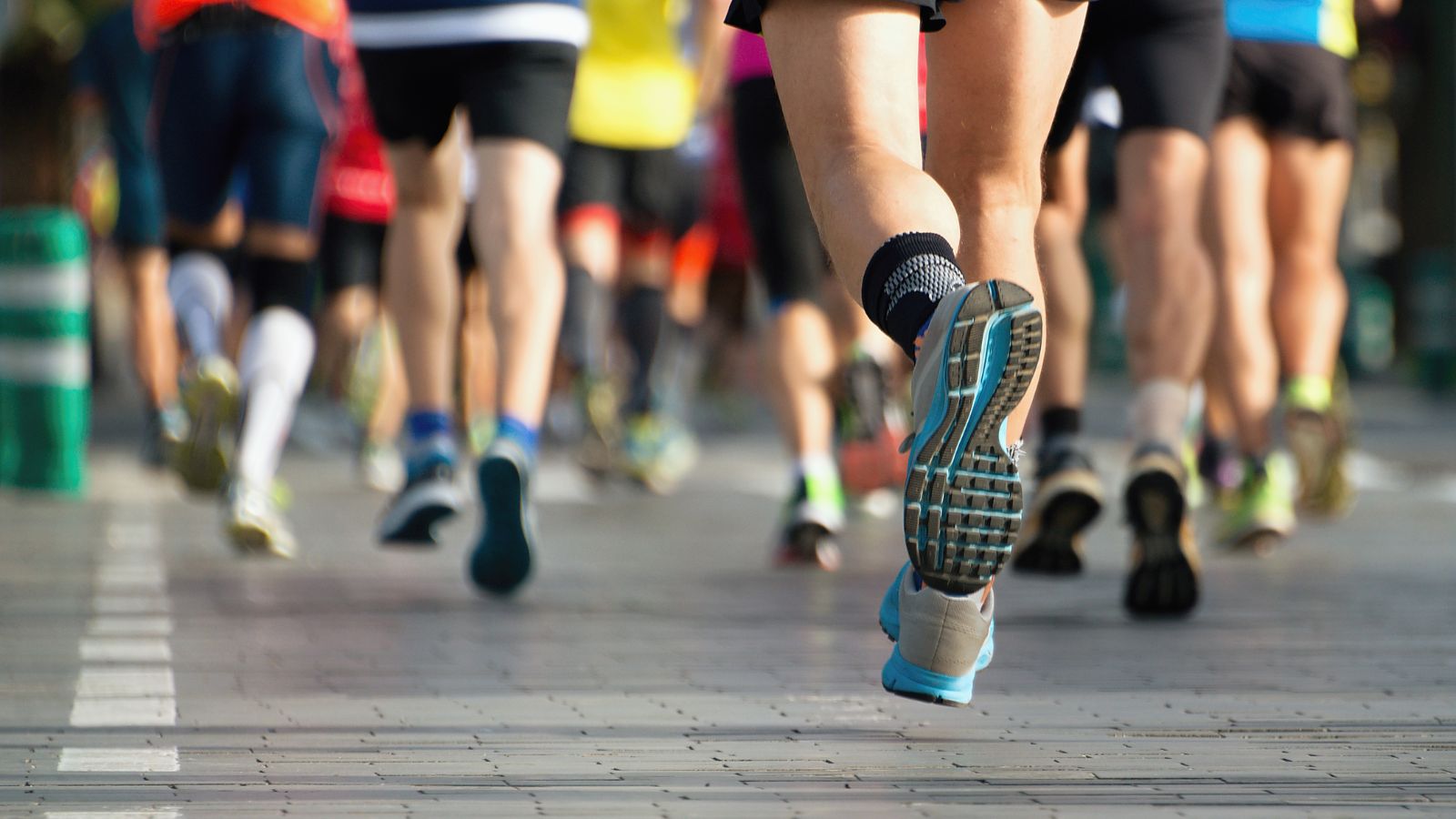 Marathon runners competing in a race in Smithtown on Long Island